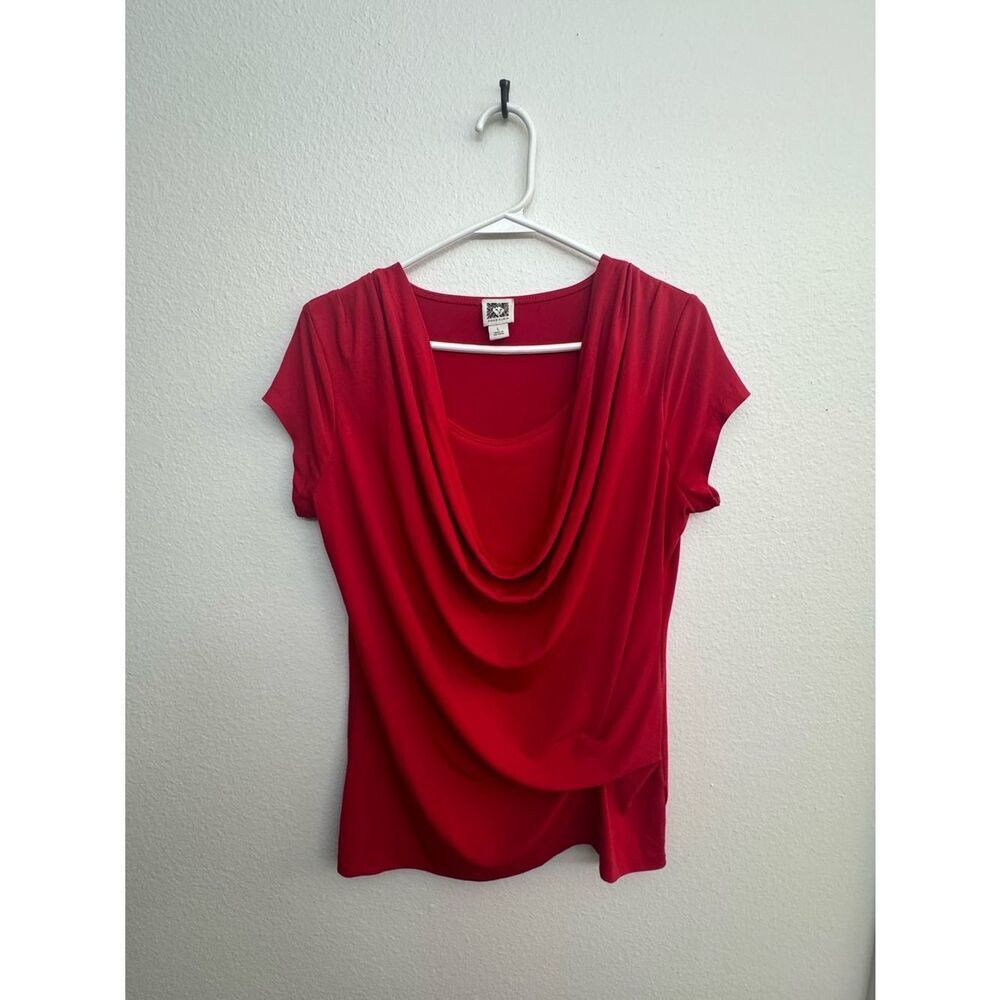EUC Anne Klein Draped Red Women's Top - Size Large